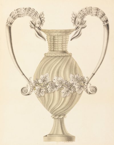 Design for a Crystal Urn with Silver Mounts by Joseph Anton Seethaler Ii